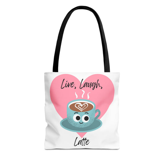 Cute Coffee Tote Bag - Live, Laugh, Latte - Perfect Gift for Coffee Lovers, Casual Carryall, Eco-Friendly, Everyday Use