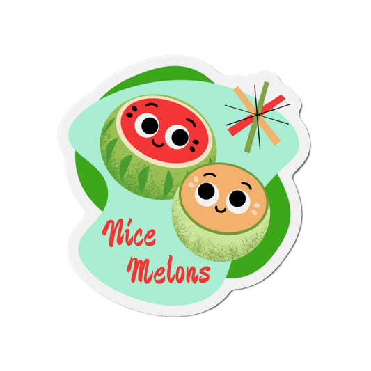 Cute Die-Cut Magnet - Nice Melons Fridge Decor, Gift for Foodies, Kitchen Magnet, Fun Refrigerator Art, Melon Lovers