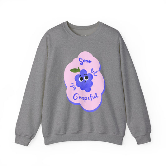 Sooo Grapeful Crewneck Sweatshirt - Cozy Unisex Top, Perfect for Gift Giving, Casual Wear, Fall Fashion, and Everyday Comfort