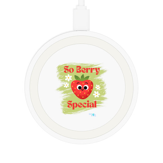 Cute Strawberry Wireless Charging Pad, Adorable Tech Gift, Berry Cute Phone Accessory, Ideal for Home or Office, Bundle With Air Pod Case