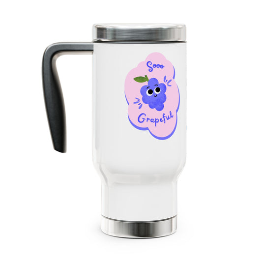 Grateful Travel Mug, Stainless Steel Coffee Cup, Unique Gift for Friends, Hot Beverage Tumbler, Cute Travel Tumbler for Any Occasion