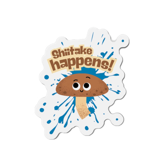 Playful Shiitake Mushroom Die-Cut Magnet | Cute Kitchen Decor, Fun Fridge Magnet, Gift for Food Lovers, Humorous Kitchen Art