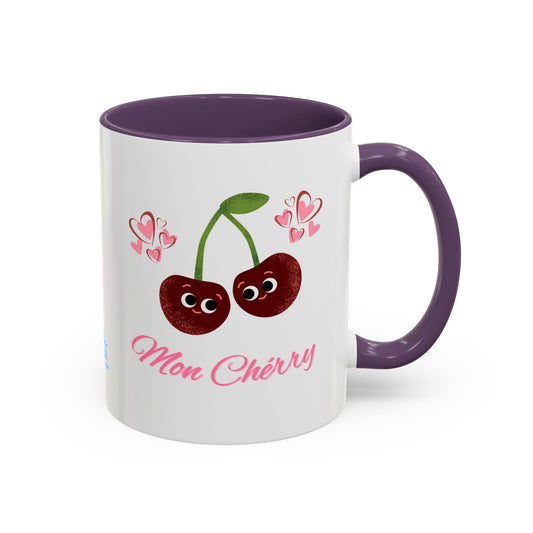 Cute Cherry Accent Coffee Mug - Fun Gift for Cherry Lovers, Coffee Lover Decor, Valentine's Day, Cute Kitchenware