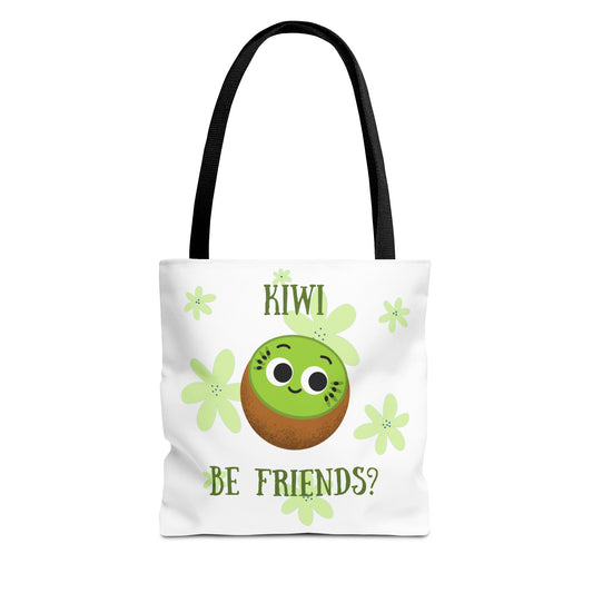 Cute Kiwi Friendship Tote Bag, Eco-Friendly Shopping Bag, Gift for Friends, Cute Grocery Bag, Colorful Beach Bag