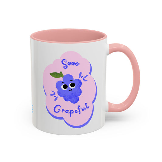 Soo Grapeful Coffee Mug, Funny Cartoon Mug, Cute Ceramic Mug, Gift for Coffee Lovers, Birthday Mug, Colorful Accent Mug