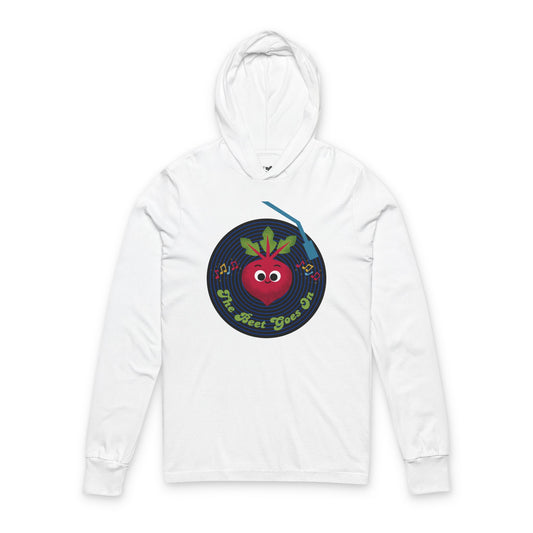 The Beet Goes On Hooded Long Sleeve Shirt | Fun Music Lover Gift, Unisex Long Sleeve Pullover, Unique Christmas Gift