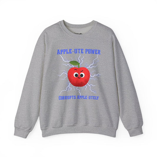 Funny Pun Apple-Ute Power Unisex Sweatshirt, Whimsical Art Design Apparel, Fall Comfort Clothing, Unisex Styling, Great Gift Idea