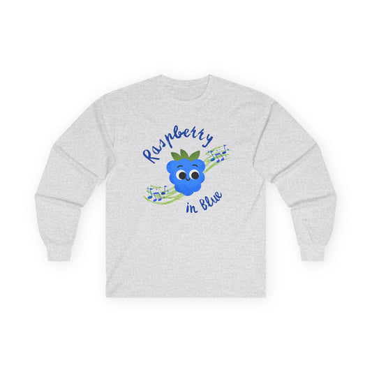 Raspberry Vibes Long Sleeve Tees | Cute Fruit Shirt, Gift for Friends, Summer Style, Raspberry in Blue Design, Eco-Friendly Fashion