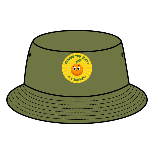 Summer Vibes Bucket Hat, Fun Orange Pun Sun Hats, Cute Accessory for Summer, Perfect for Beach Days, Gift for Friends