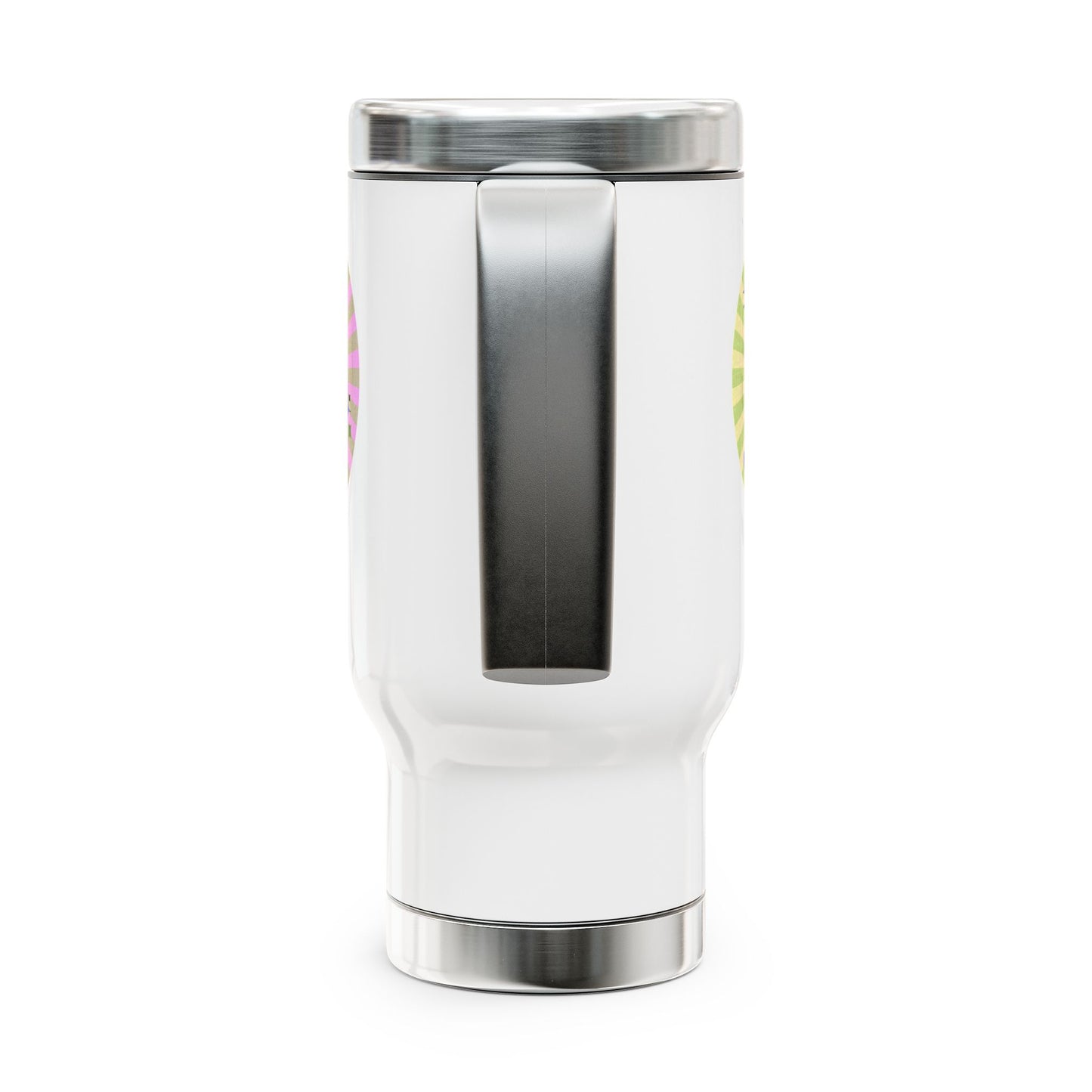 Whimsical Travel Mug with Handle - 'Have a Grape Day' Funny Pun Travel Accessory, Great Gift Idea,