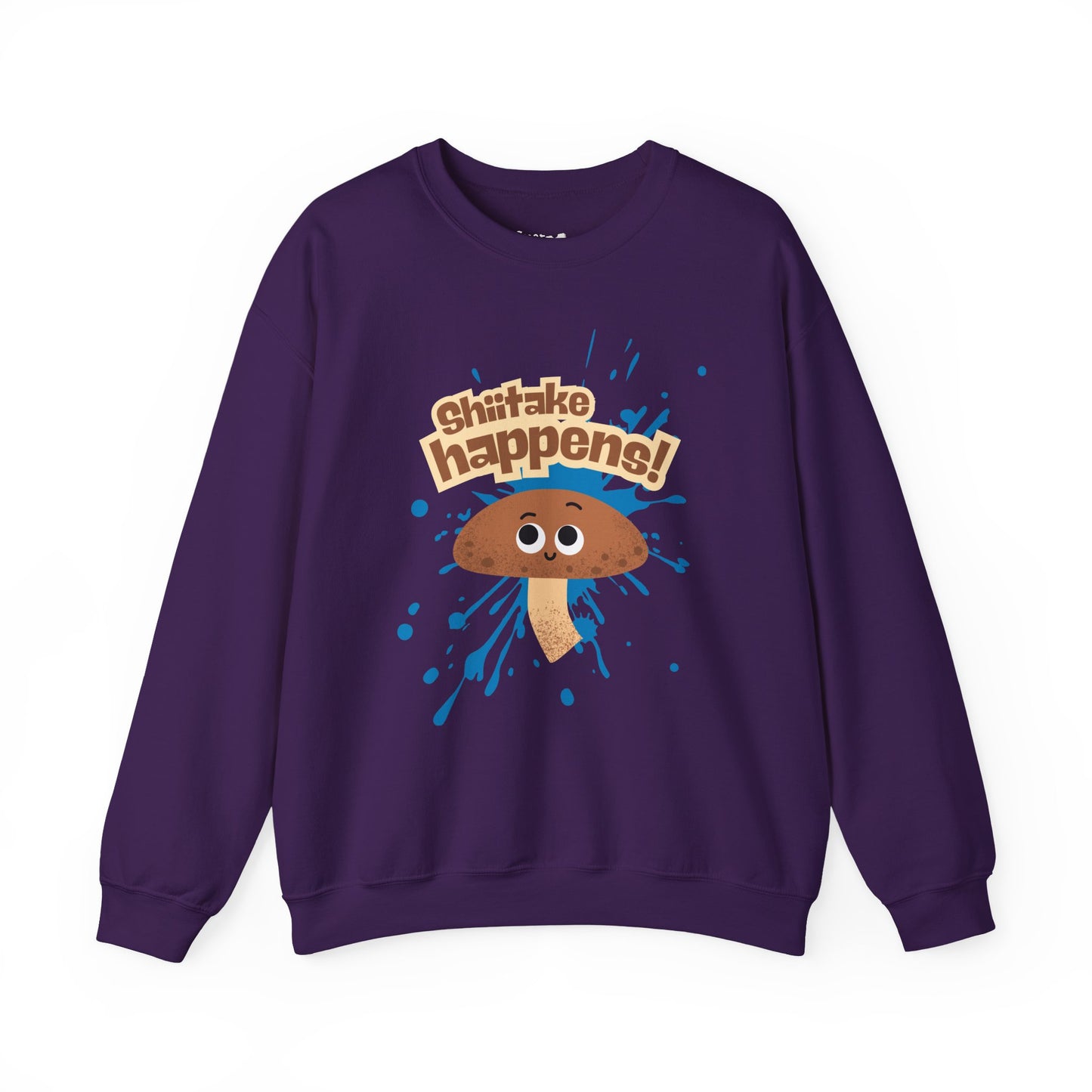 Shiitake Happens Crewneck Sweatshirt, Whimsical Fall Fashion, Unisex Styling, Great Gift Idea
