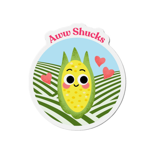 Aww Shucks Die-Cut Magnet, Cute Corn Magnet, Kitchen Decor, Farmhouse Decor, Gift for Farmers, Fun Refrigerator Magnet