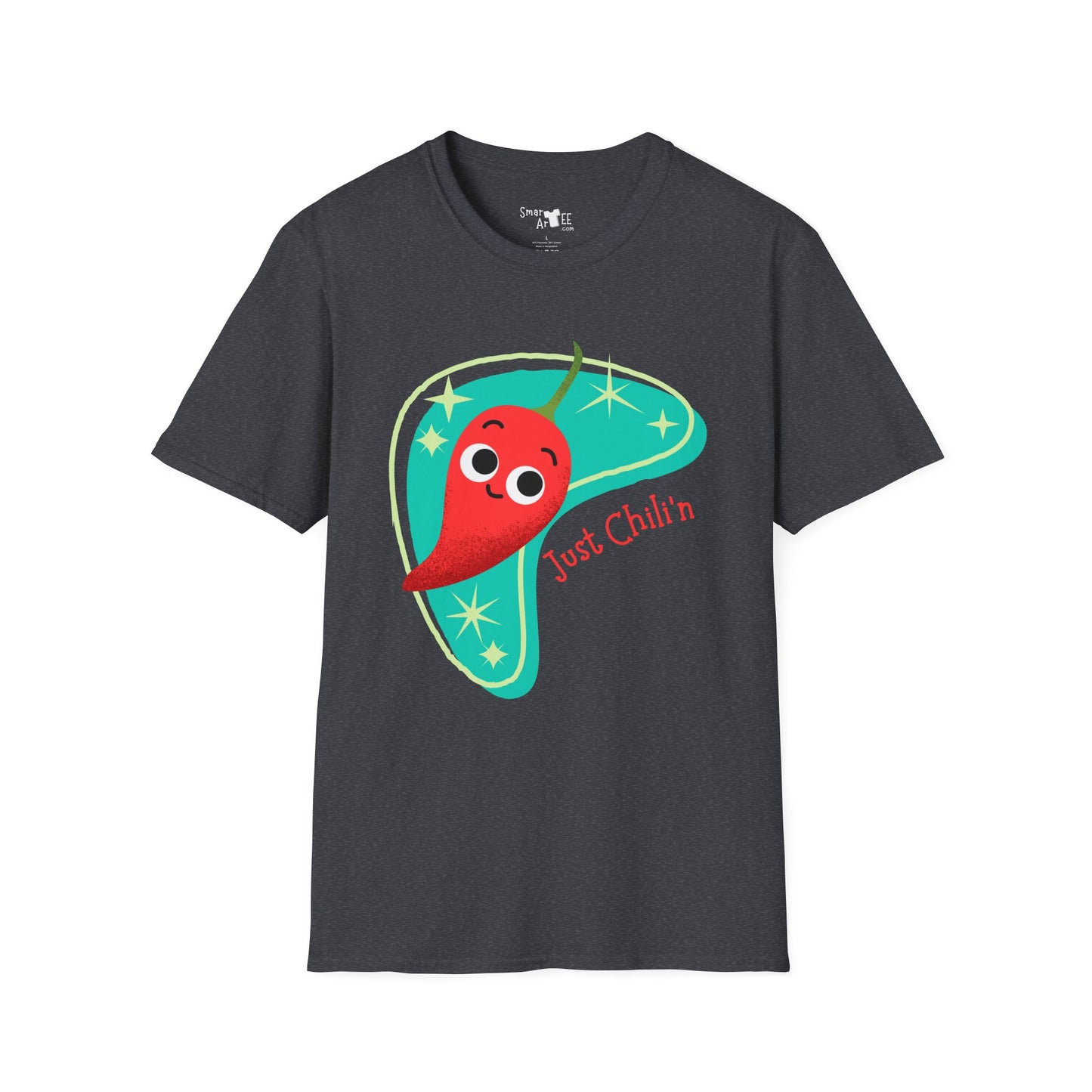 Funny 'Just Chili'n'' Unisex Softstyle T-Shirt - Perfect for Casual Wear & Summer Vibes, Funny Vegetable Pun T-Shirt, Great Gift Idea
