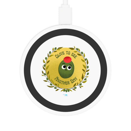 Olive-Themed Wireless Charging Pad, Cute Olive Charger, Fun Desk Accessory, Bundle With Air Pod Case, Kitchen Gadget, Office Decor