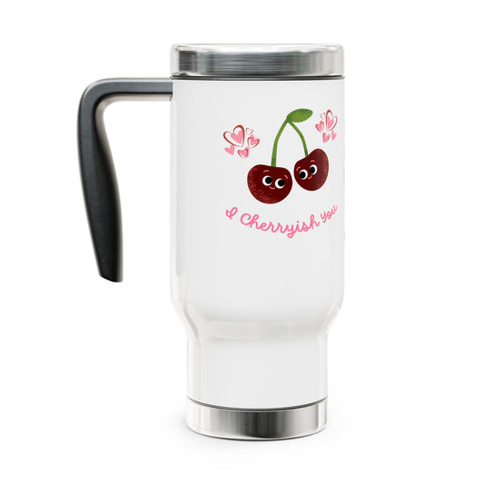 Cherry Blossom Travel Mug, Cute Travel Cup, Stainless Steel Coffee Mug, Gifts for Friends, Love & Friendship Gifts, 14oz Cherry Mug