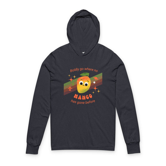 Cute Mango Adventure Unisex Hooded Long Sleeve Shirt, Gift for Star Trek Lovers, Casual Style, Summer Outdoor Fun, Sweet Gift Idea