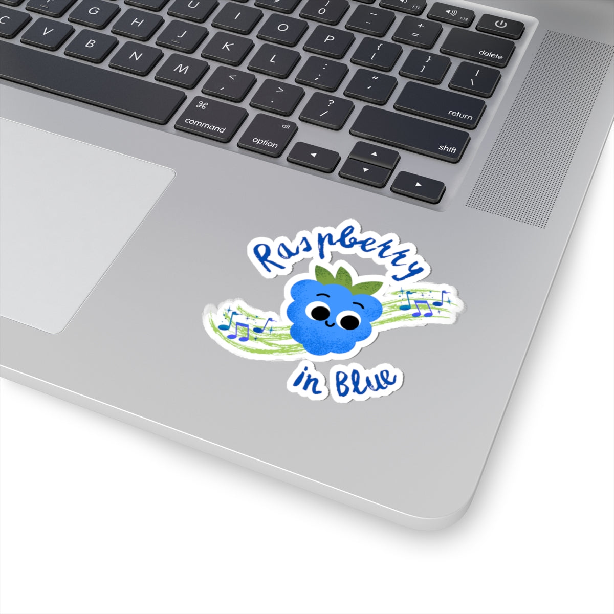 Cute Raspberry in Blue Kiss-Cut Stickers for Journals, Laptops, Water Bottles, Scrapbooking, Gifts