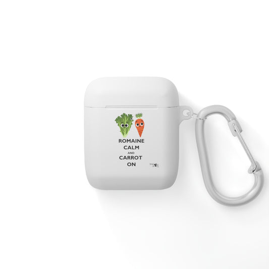 Whimsical AirPods Case Cover Featuring 'Romaine Calm and Carrot On' - Cute Gift for Veggie Lovers, Fun Accessory