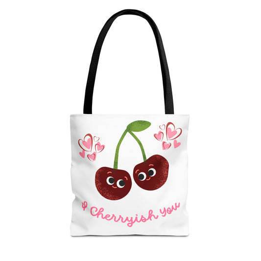 Cherryish You Tote Bag - Cute Cherry Design, Eco-Friendly Shopping Bag, Fun Gift for Friends, Valentine's Day, Summer Vibes