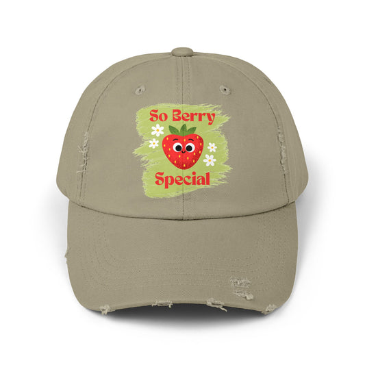 So Berry Special Distressed Cap, Fun Summer Hats, Casual Fashion Accessory, Gift for Friends, Cute Strawberry Cap
