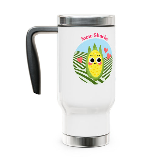 Cute Stainless Steel Travel Mug - "Awww Shucks" Design, Unique Coffee Cup, Perfect Gift for Friends, Outdoor Adventures, Everyday Use