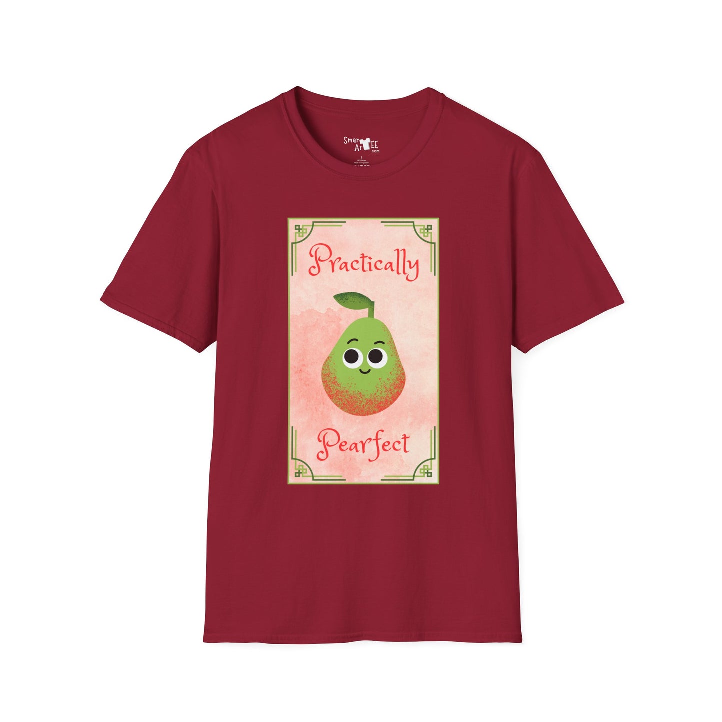 Practically Pearfect Unisex Softstyle T-Shirt - Cute Fruit Graphic Tee for Fun Occasions, Funny Fruit Pun, Great Gift Idea