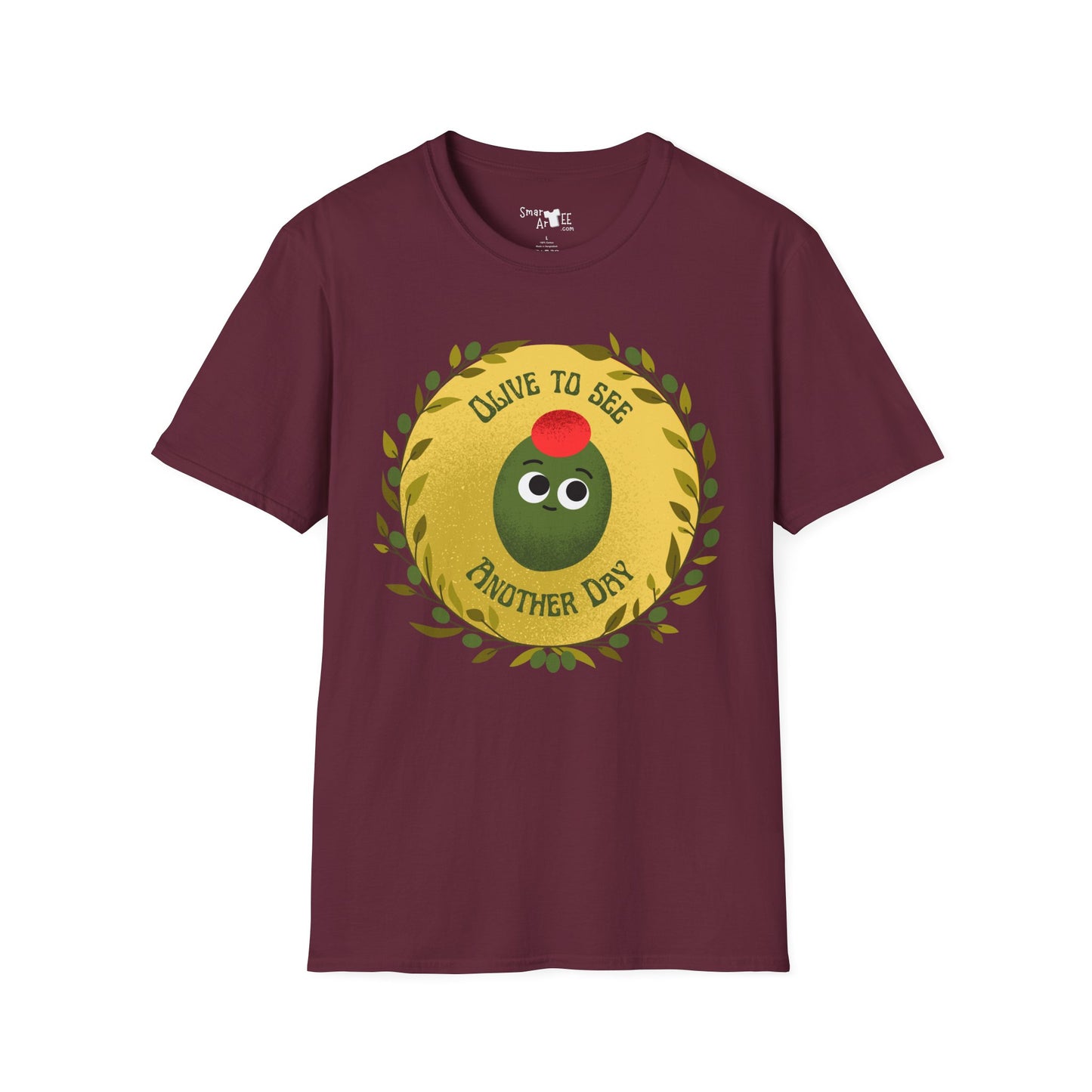 Funny Olive Design Unisex Softstyle T-Shirt - 'Olive to See Another Day' Funny Vegetable Pun, Great Gift Idea, Fun For All