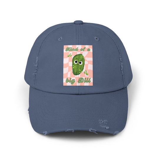 Playful Distressed Cap with Cute Pickle Design - Perfect Gift, Casual Wear, Unisex Cap, Fun Accessories, Trendy Hats