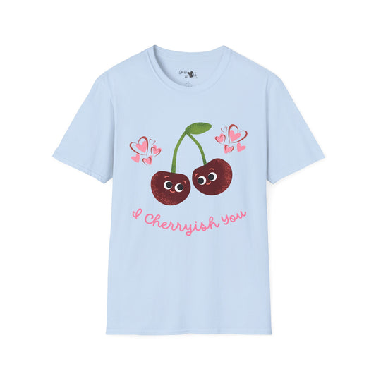Cute Cherry Love T-Shirt, Valentine's Day Gift, Couple's Shirt, Fun Summer Casual Wear, Cute Graphic T-Shirt