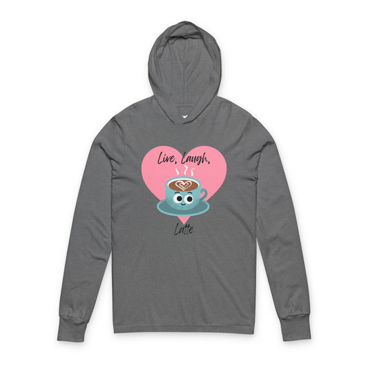 Live, Laugh, Latte Unisex Hooded Long Sleeve Shirt - Cozy Gift for Coffee Lovers, Perfect for Birthdays and Everyday Wear, Funny Pun Shirt