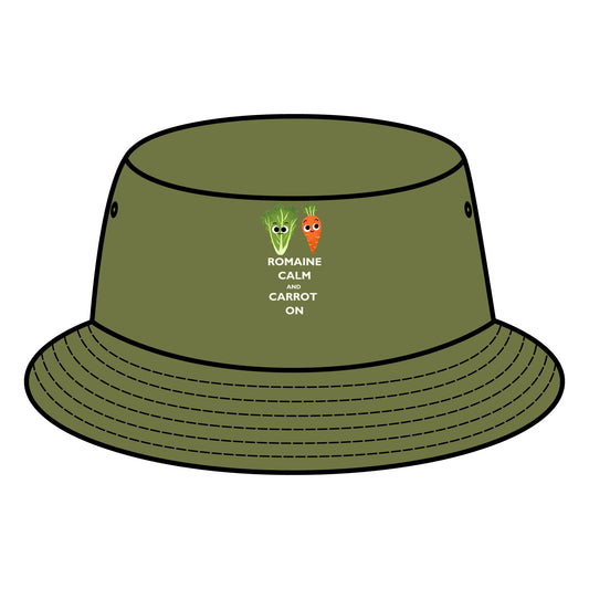 Fun Vegetable Pun Bucket Hats - Romaine Calm Carrot On, Summer Fashion, Outdoor Wear, Gardening Gift, Festival Accessory