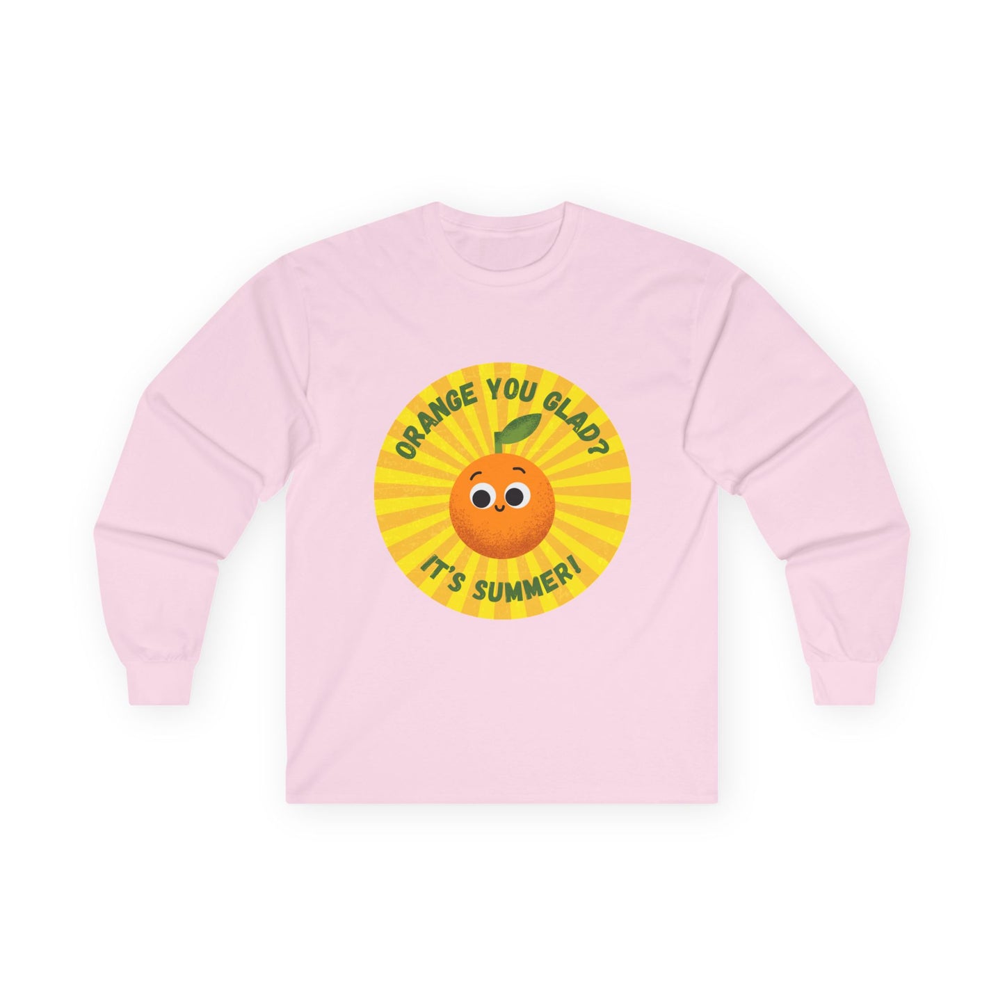 Summer Vibes Long Sleeve Tees - Fun Orange Design, Cute Gift for Sunny Days, Perfect for Casual Outings, Festivals, and Birthdays