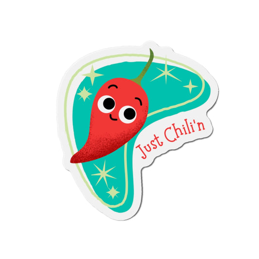 Cute Chili Die-Cut Magnet, Fun Kitchen Decor, Gift for Food Lovers, Refrigerator Magnet, Quirky Home Accessory