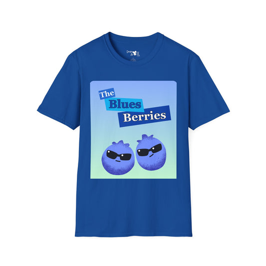 Cool Blues Berries T-Shirt, Funny Graphic Tee, Unisex Softstyle Shirt, Casual Wear, Gift for Blues Brothers Lovers