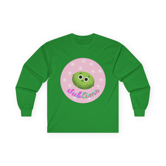 Sublime Lime Cute Graphic Long Sleeve Tee, Unisex Tee, Gift for All Ages, Casual Wear, Fruit Pun Apparel, Graphic Tee