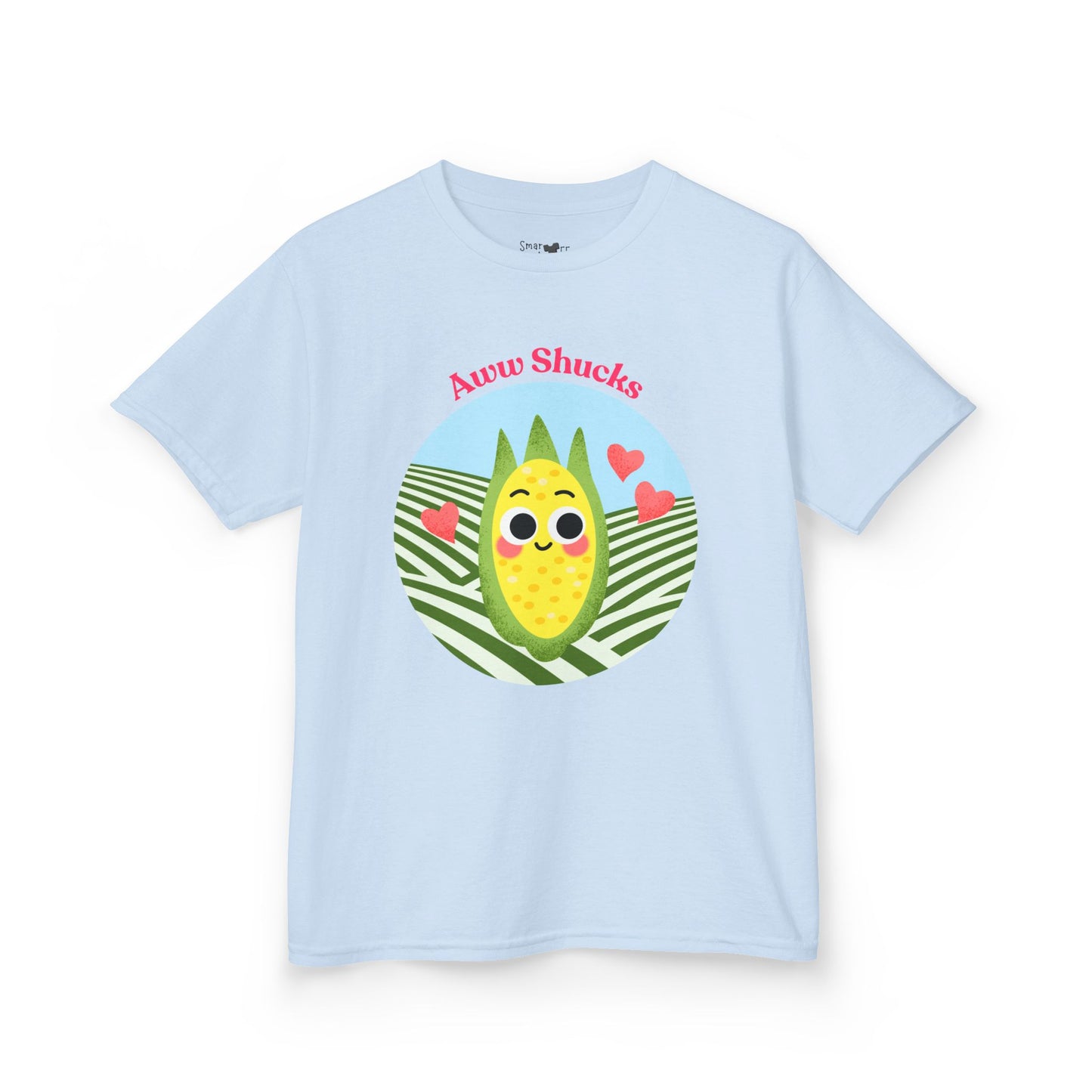 Cute Kids Tee with Aww Shucks Corn Design, Fun Summer Shirt for Children, Ideal for Birthdays, Playdates, and Family Outings, Youth Apparel
