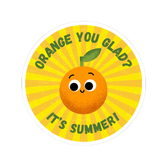 Cute Summer Orange Stickers, Fun Sunflower Design, Laptop, Water Bottle, Journals, Kids Decor, Summer Vibes