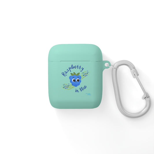 Cute AirPods Case, Raspberry in Blue Design, AirPods Cover, Fun Tech Gifts, Personalized Accessories, Gift for Her