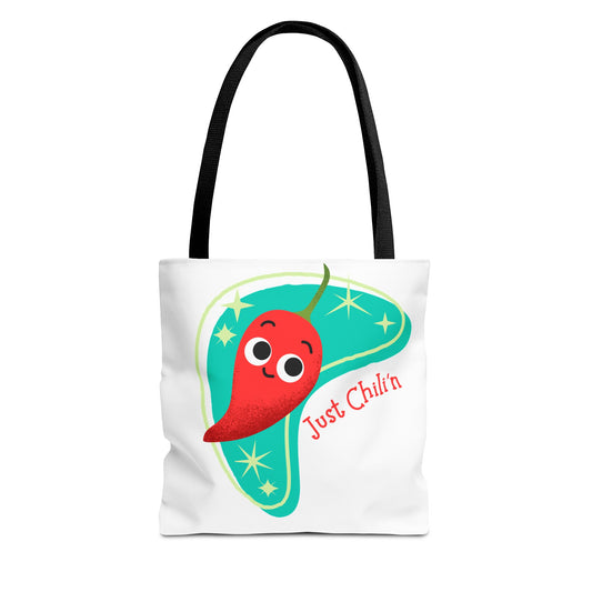 Cute Chili Pepper Tote Bag - Just Chillin', Reusable Grocery Bag, Beach Tote, Gift for Veggie Lovers, Summer Vibes