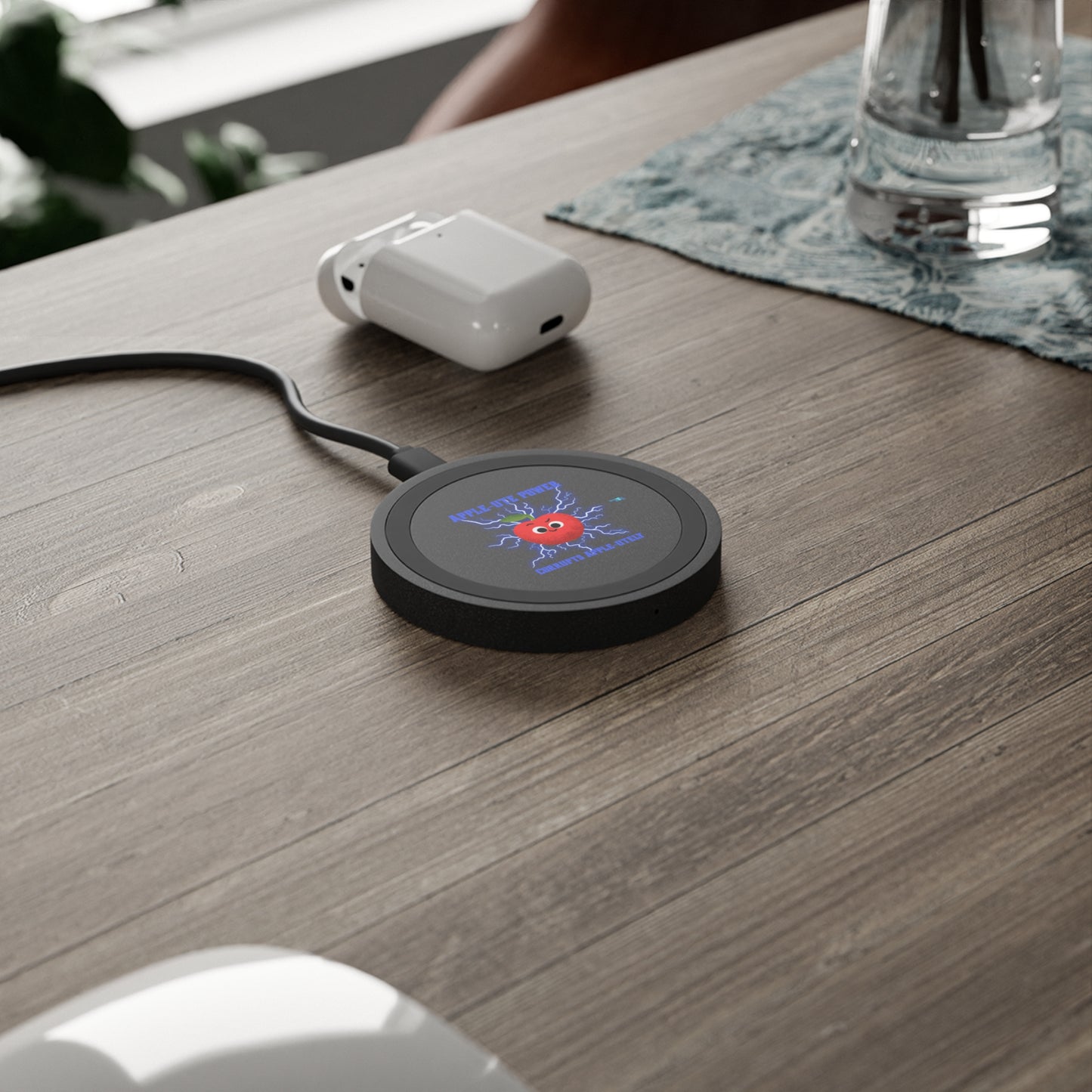 Apple-Themed Wireless Charging Pad, Fun Phone Charger, Bundle With Air Pod Case, Unique Gift for Apple Lovers, Tech Accessories