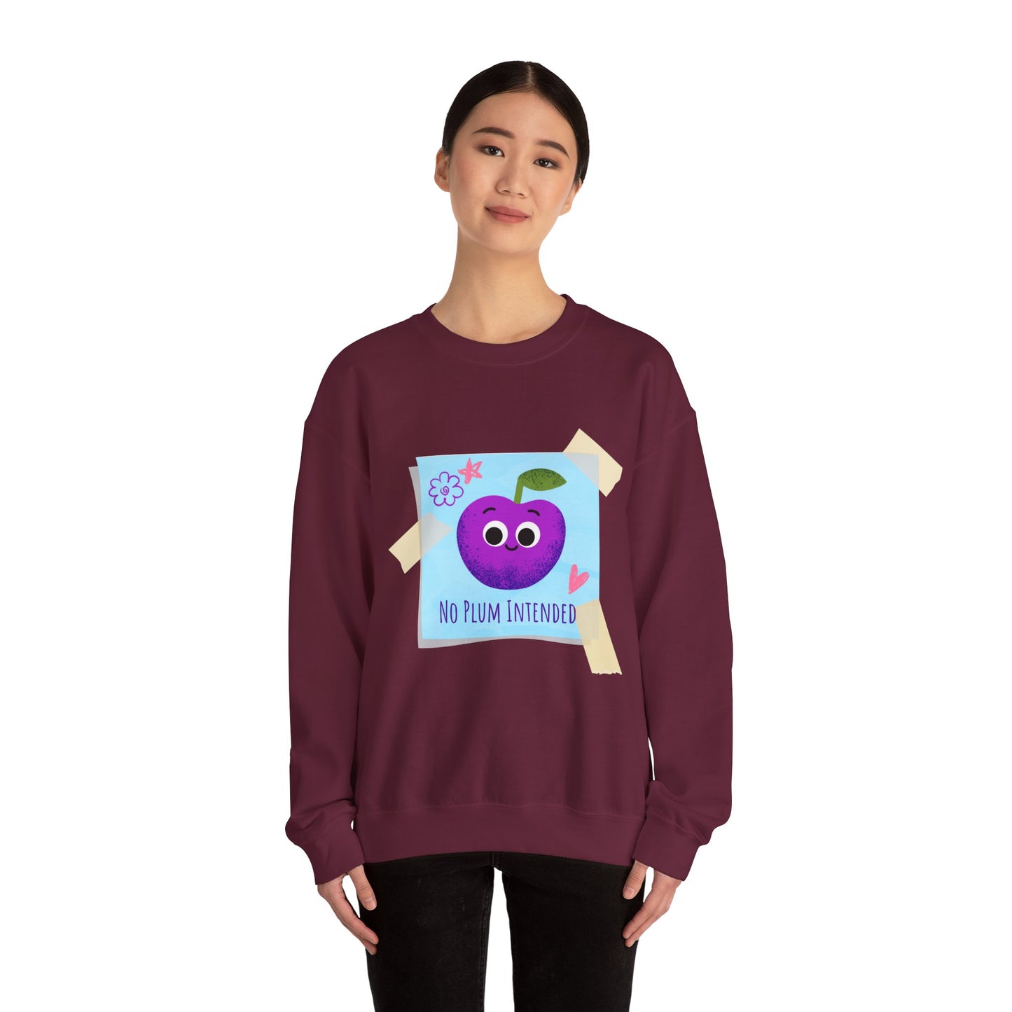 No Plum Intended Crewneck Sweatshirt, Relaxed Style for Everyday Wear, Great Gift Idea, Unisex Sweater