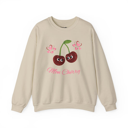Mon Cherry Funny Fruit Pun Sweatshirt - Cozy Unisex Fashion, Relaxed Style for Everyday Wear, Great Gift Idea