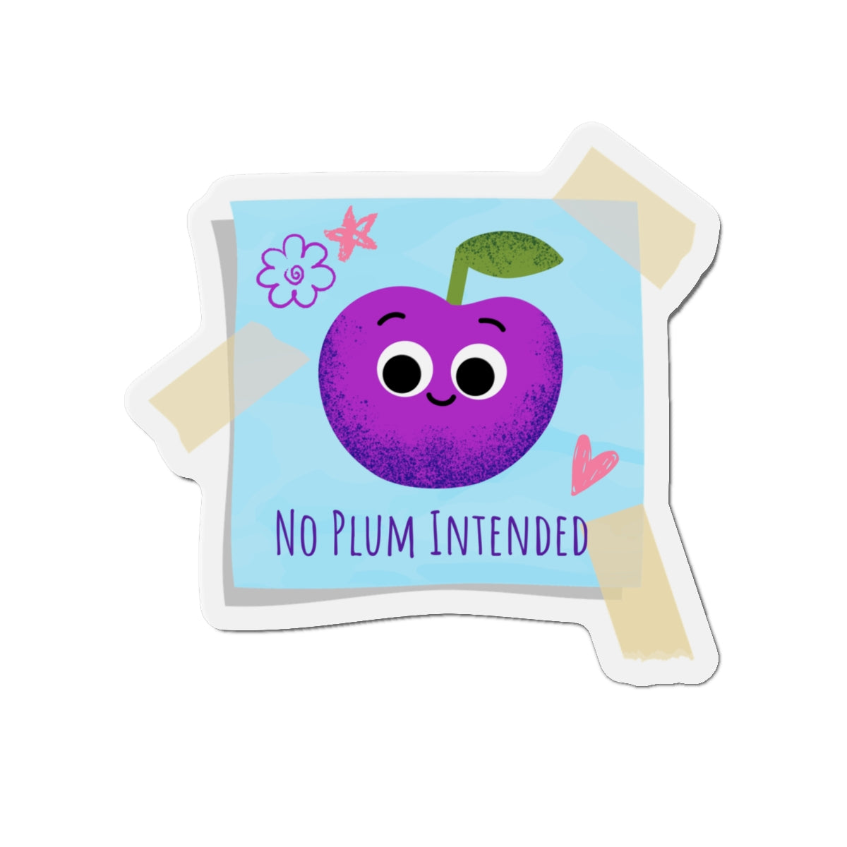 Playful Plum Die-Cut Magnet, Cute Refrigerator Magnet, Fun Kitchen Decor, No Plum Intended, Kids Room Decoration, Gift for Fruit Lovers