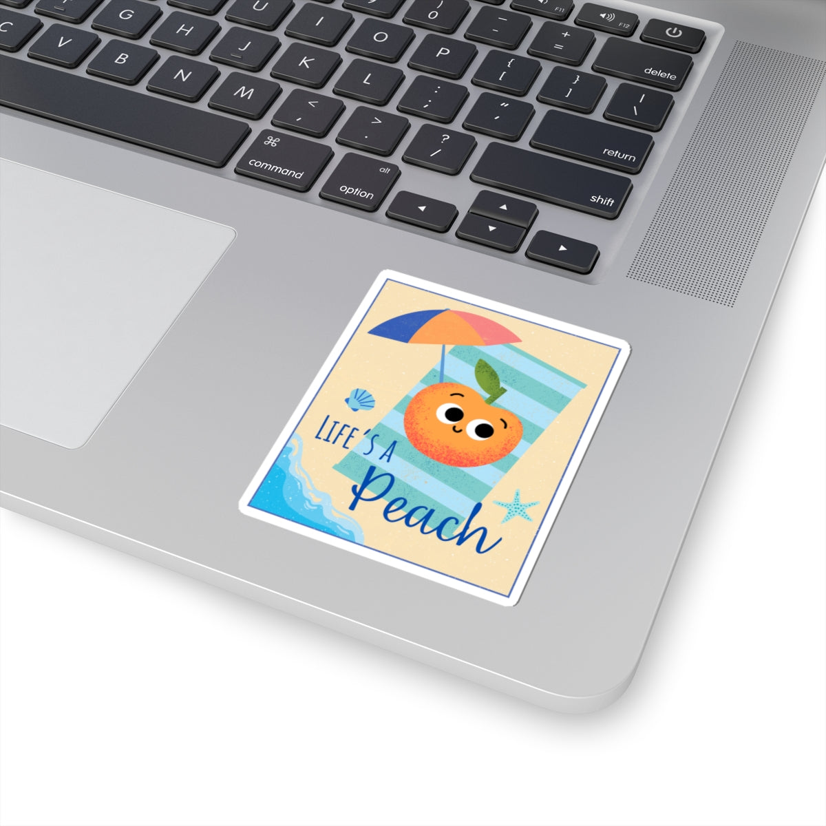 Cute Peach Kiss-Cut Stickers, Whimsical Laptop Decal, Summer Vibes, Beach Decor, Fun Gifts for Friends, Life's a Peach