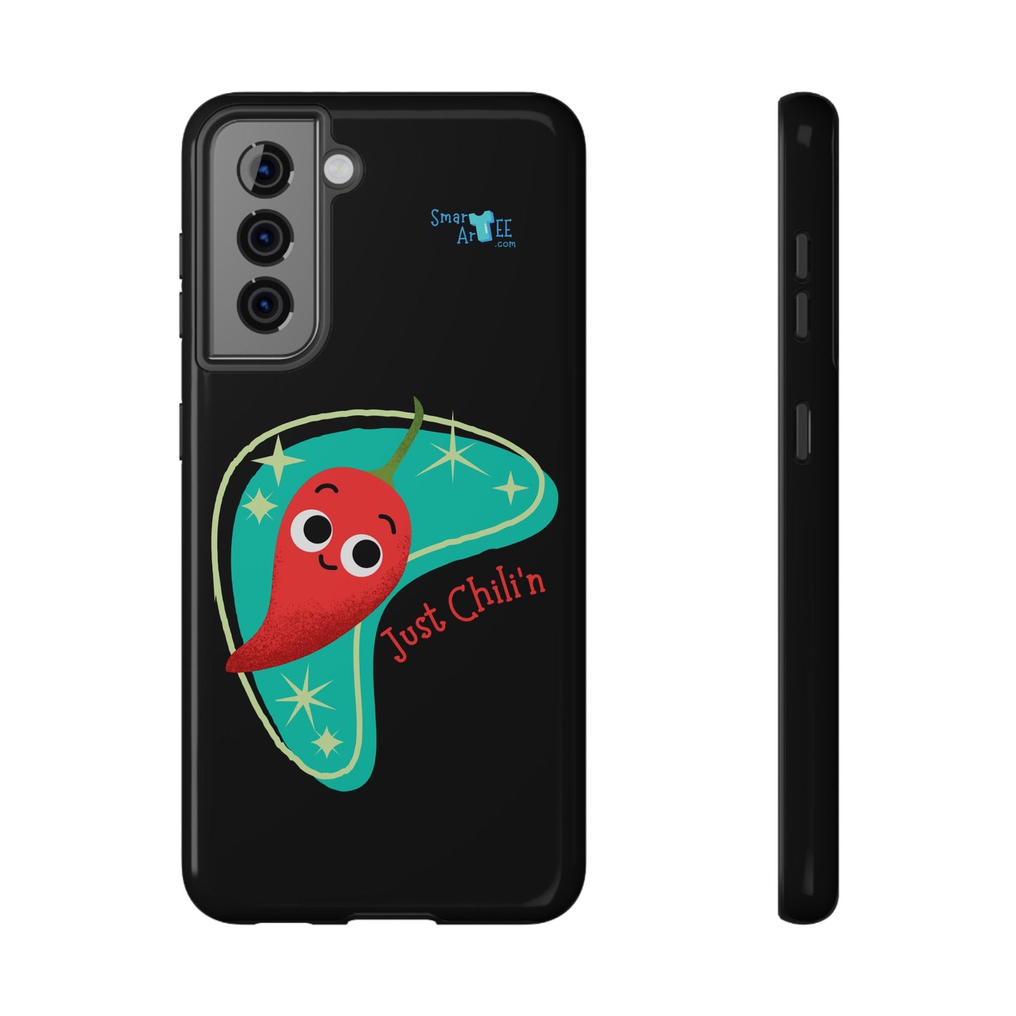 Chili Themed Phone Case, Just Chilin' Design, Fun Accessory, Unique Gift, Vibrant Protection, Perfect for Foodies, Holiday Cheer