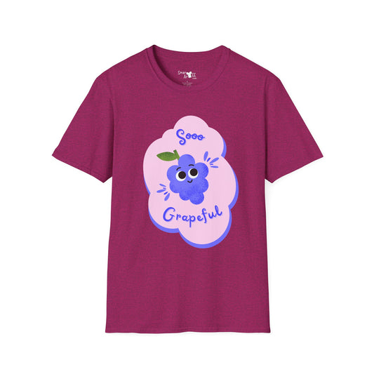 Sooo Grapeful Unisex Softstyle T-Shirt - Cute and Quirky Graphic Tee for Everyday Comfort | Perfect Gift for Fruit Lovers and Summer Fun