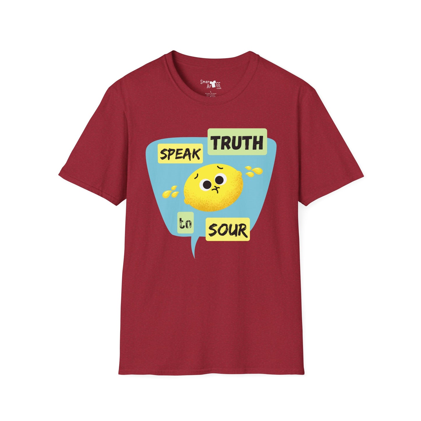 Cute Unisex Softstyle T-Shirt - 'Speak Truth to Sour' Design - Fun Casual Tee for Everyday Wear, Funny Fruit Pun, Great Gift Idea