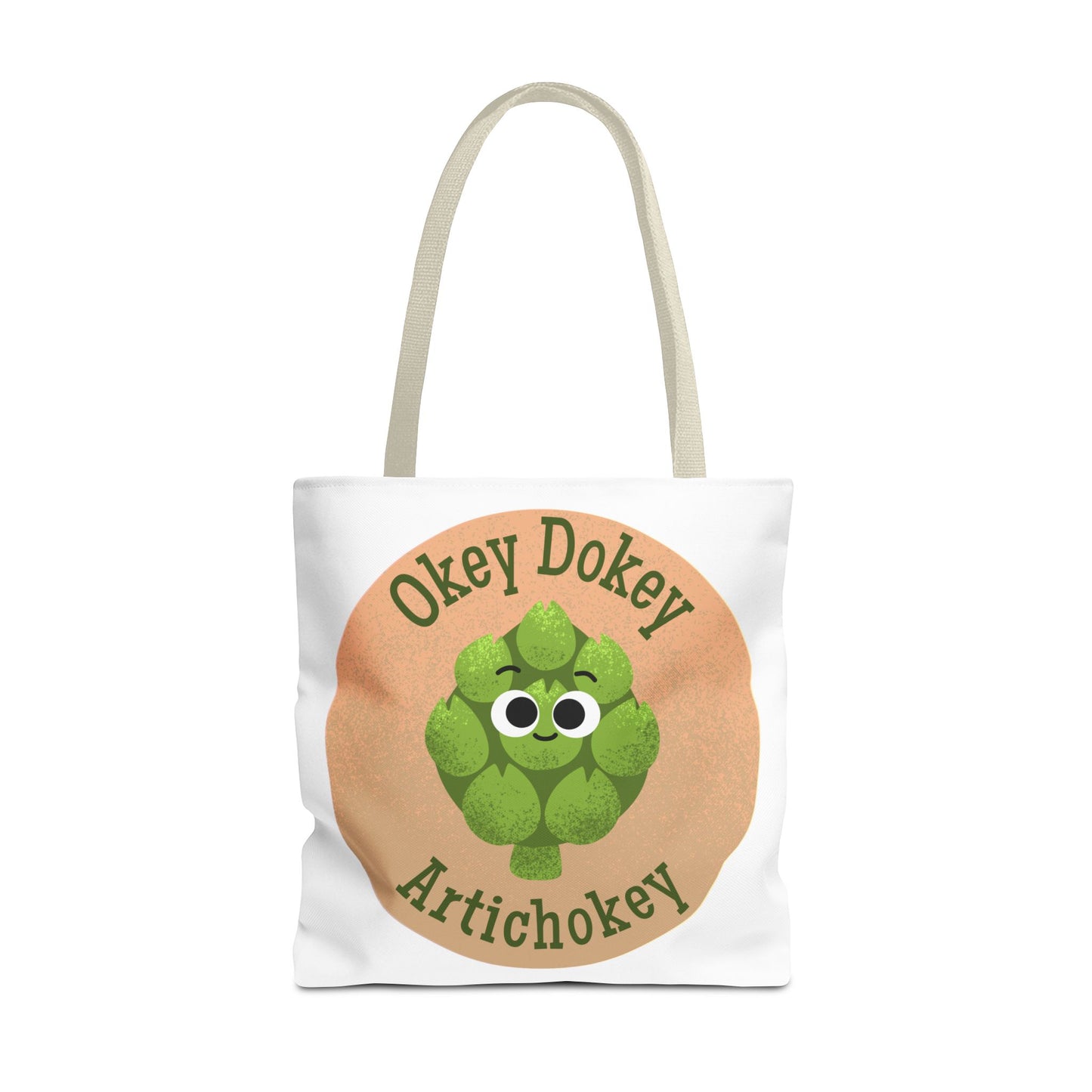 Playful Artichoke Tote Bag - Okey Dokey, Reusable Shopping Tote, Eco-Friendly Gift, Fruits & Veggies Lover, Cute Grocery Bag