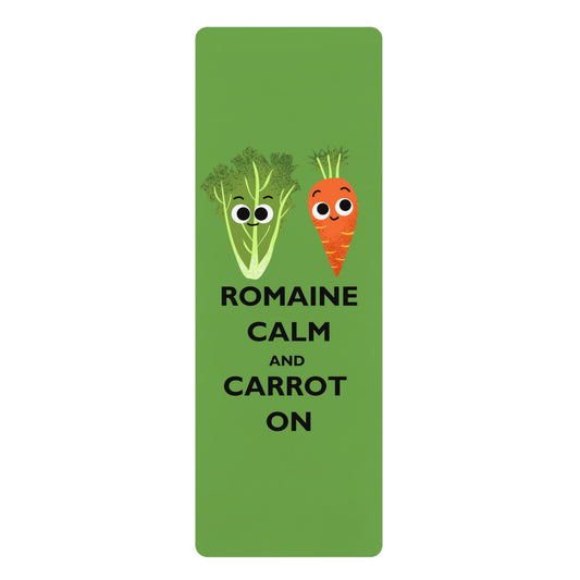 Fun Veggie Pun Rubber Yoga Mat - Romaine Calm and Carrot On, Fitness Gift, Exercise Mat, Yoga Accessories, Home Gym Decor