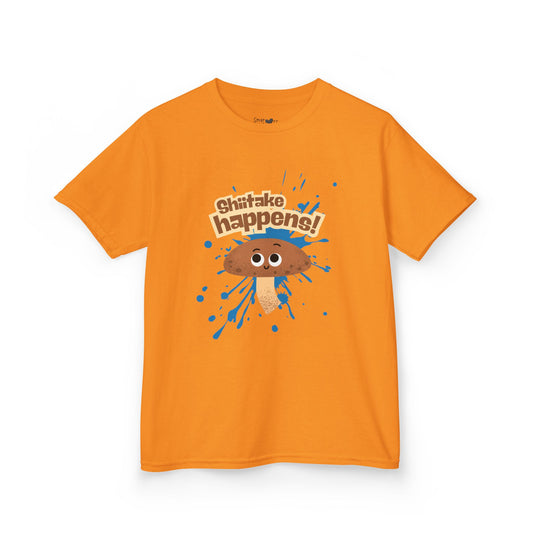 Fun Mushroom Kids Tee - "Shiitake Happens!" - Playful Gift, Cool Kids Apparel, Birthday, Everyday Wear, Summer Style, Youth Shirt